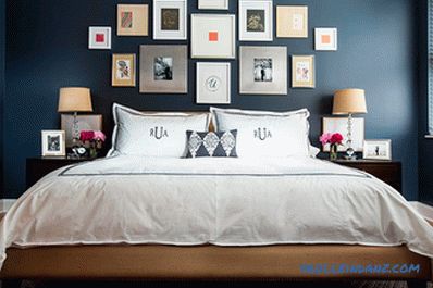 Сіні колер у інтэр'еры спальні - 50 прыкладаў і правілы афармлення
